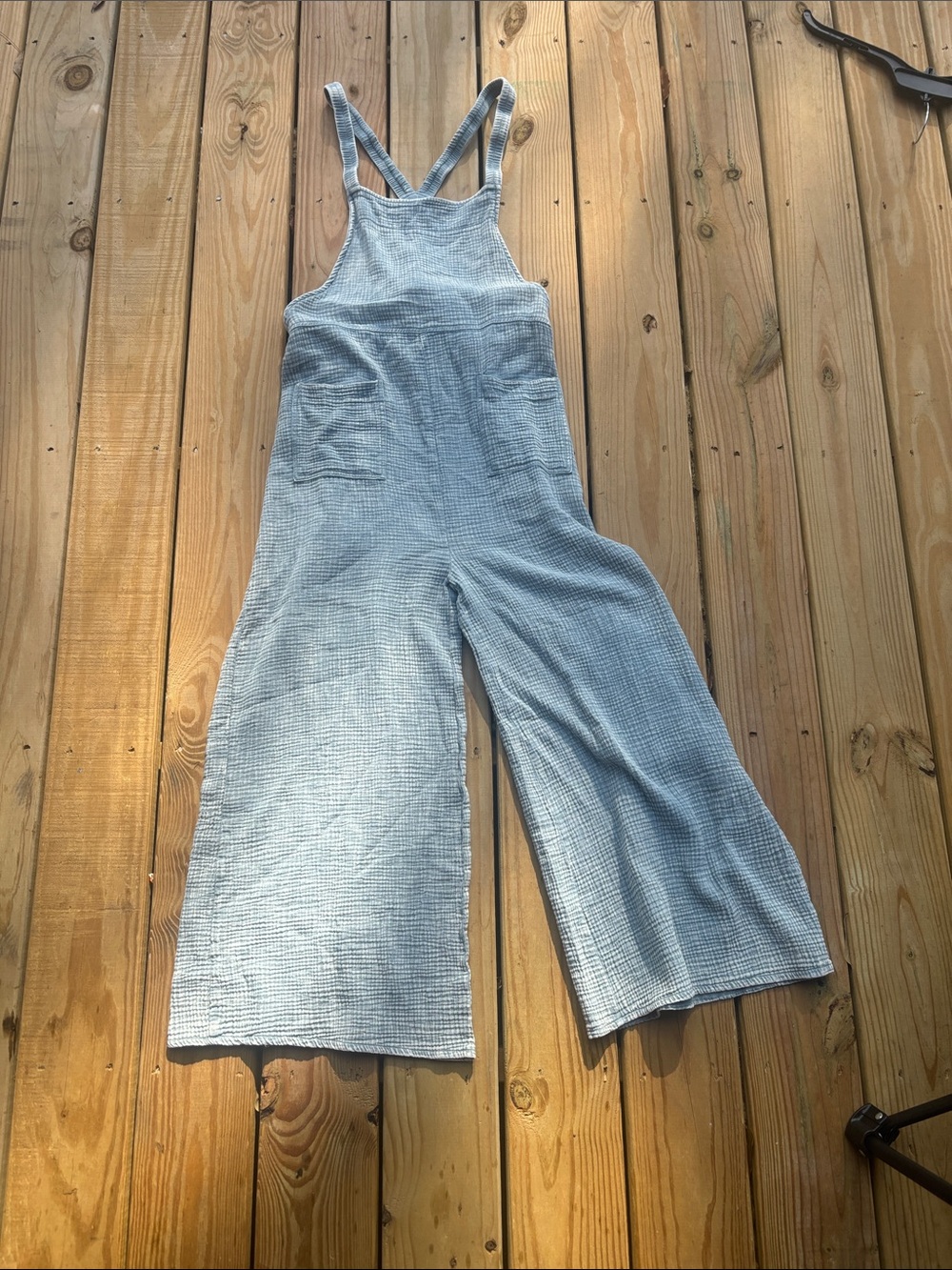 Zenana Outfitters Light Blue Wide-Leg soft  stretchy 100% cotton Overalls